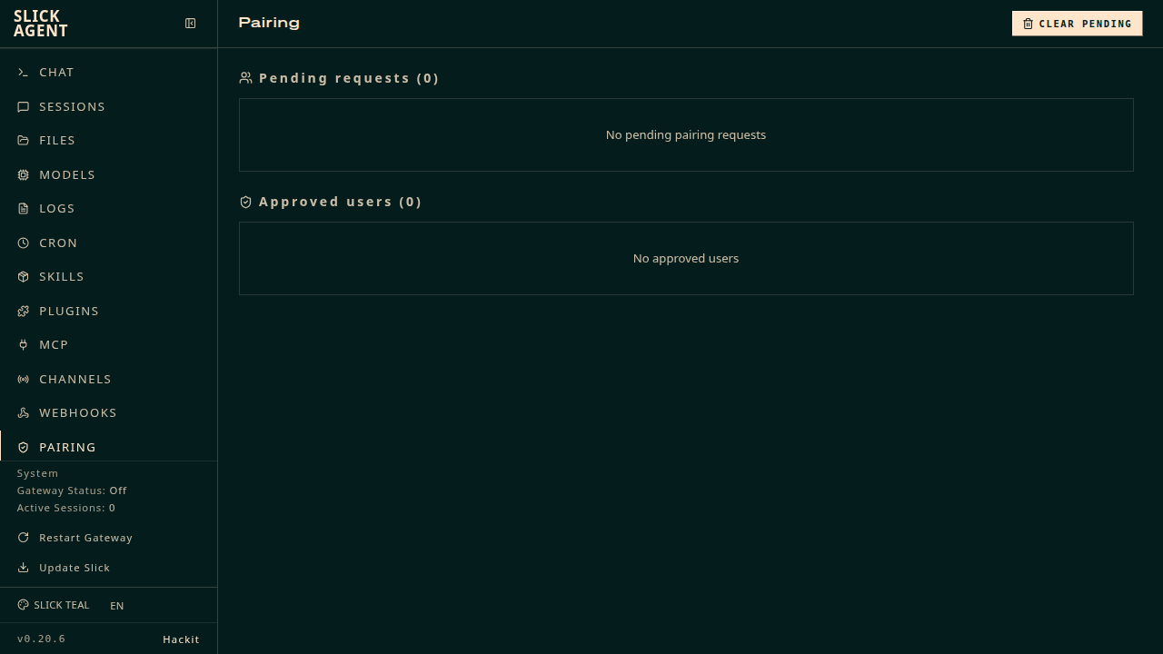 Pairing admin page