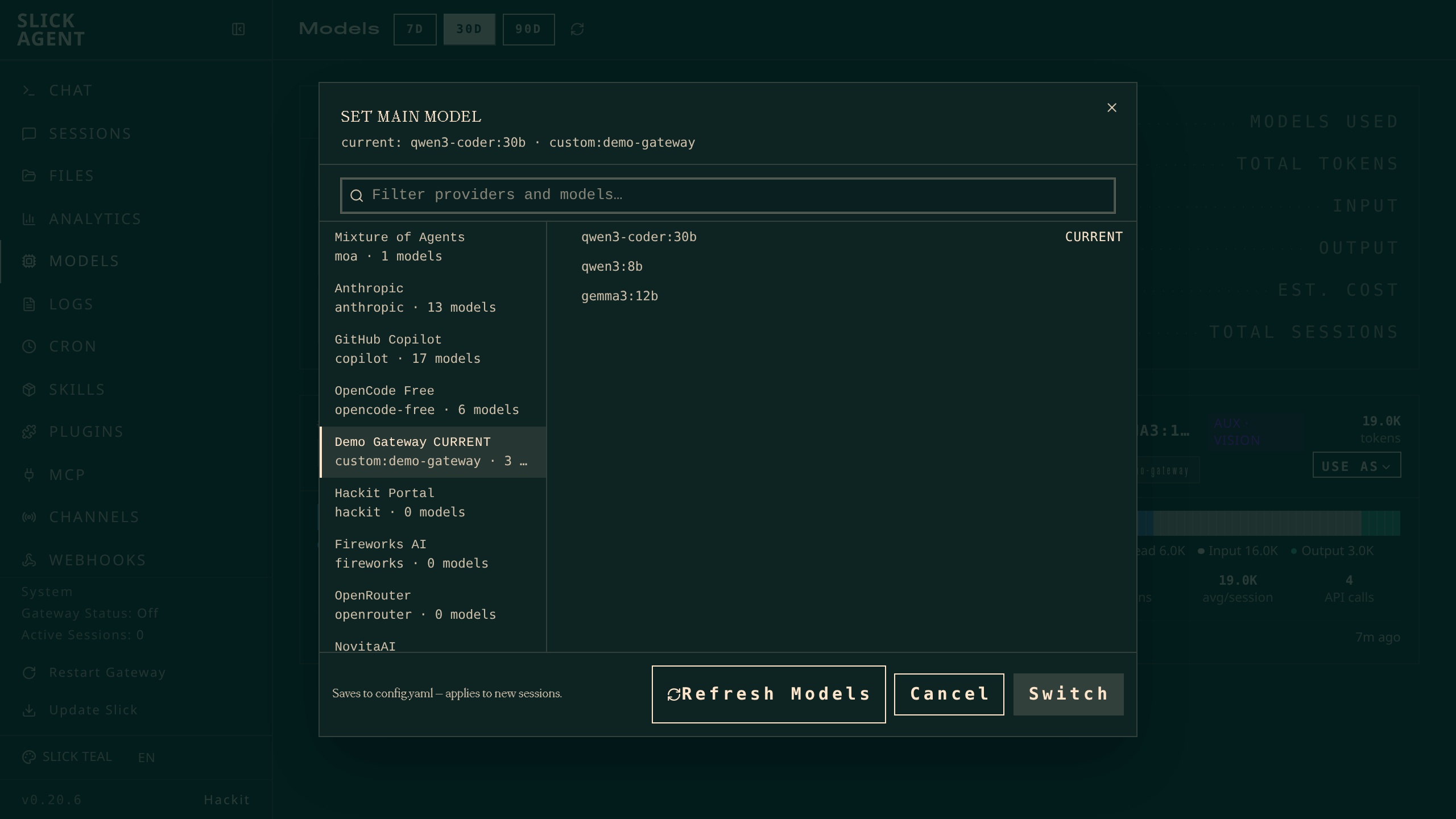 Model picker dialog